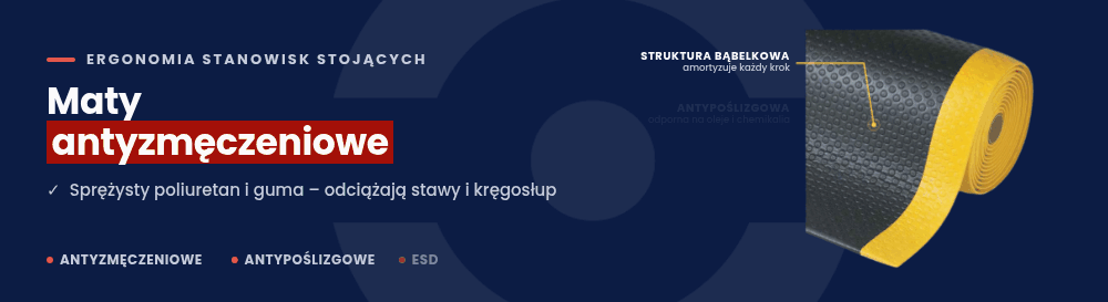 Maty ergonomiczne, wykładziny przemysłowe, antyzmęczeniowe
