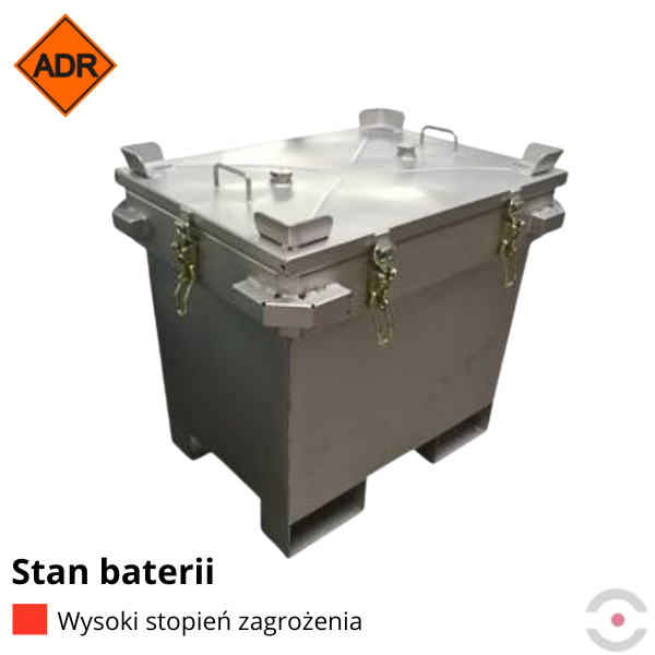 Pojemnik PG1 do transportu (ADR), składowania baterii i akumulatorów Topserw, 188 l, stal nierdzewna, wypełniacz PyroBubbles