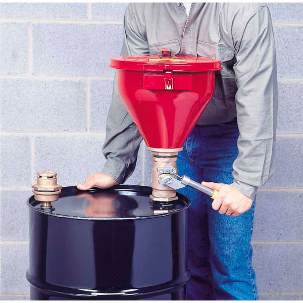 Lejek stalowy do płynów łatwopalnych, odcinacz płomieni 152 mm, zestaw antyprzechyłowy, czerwony