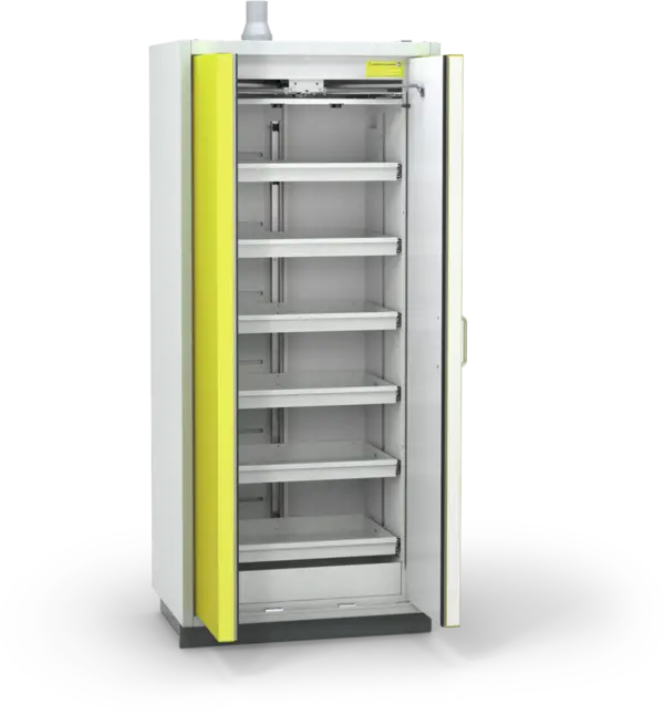 Szafa ognioodporna Topserw PRIME-90 L, 6 półek wysuwanych, drzwi CLA/O żółte, CLASSIC, 90 min