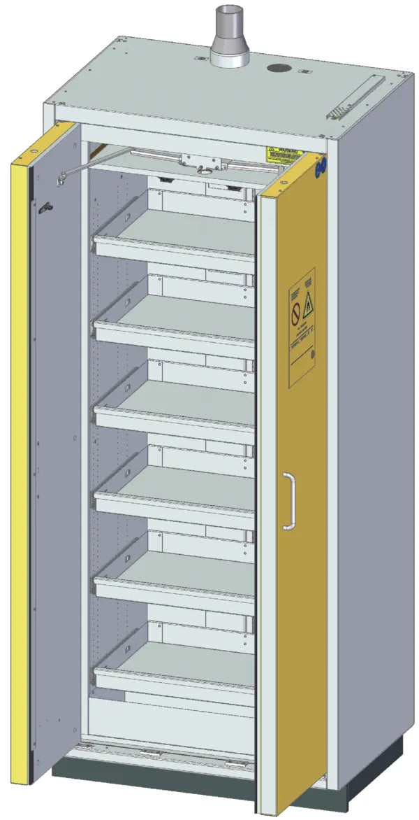 Szafa ognioodporna Topserw PRIME-90 L, 6 półek wysuwanych, drzwi CLA/O żółte, CLASSIC, 90 min