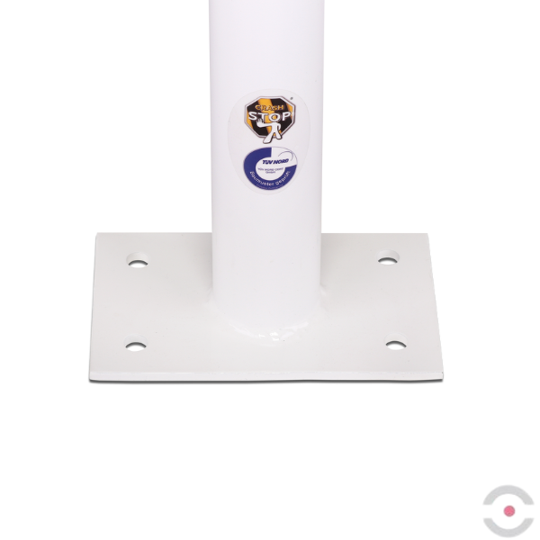 Słupek stalowy, okrągły. śr. 60 mm, do podłogi, niski, biały/czerwony