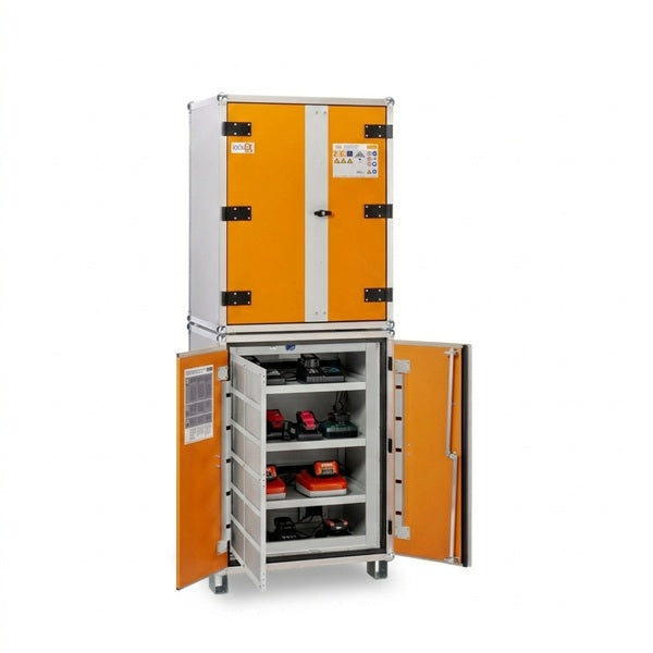 Szafa zabezpieczająca Topserw BATT L, ładowanie akumulatorów, 230V, 6 półek, 36 gniazd, nóżki, Basic 8/20, (VDMA 24994)