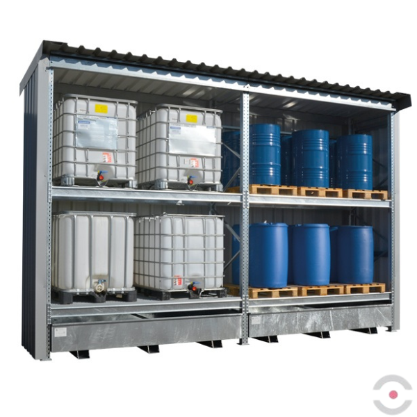 Regał paletowy Topserw, 2 moduły, 24*200 l / 8*1000 l, obudowany
