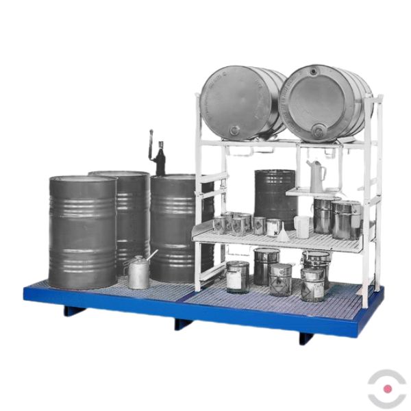 Wanna wychwytowa (WSP-8) do regału (STR), 220 l, beczka 8*200 l, S*G*W 2750*1280*220 mm, galwanizowana