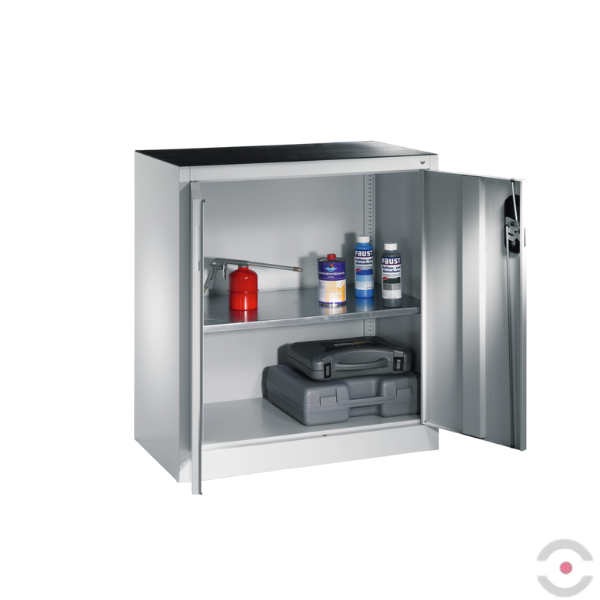Szafa warsztatowa M, 1 półka, mata, drzwi dwuskrzydłowe, W*S*G 1000*930*500 mm, szary