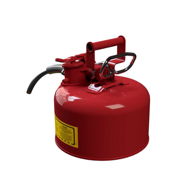 Pojemnik zabezpieczający Justrite stalowy na płyny łatwopalne Typ II, wąż spustowy, 4 l, czerwony