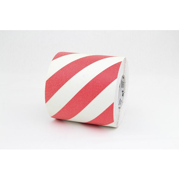 Taśma antypoślizgowa Hazard Warning, rolka, biała/czerwona, S*D 150 mm*18,3 m