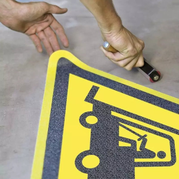 Znacznik podłogowy „Uwaga na wózki widłowe”, trójkąt, 600 mm