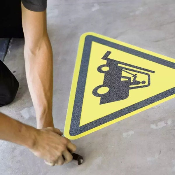 Znacznik podłogowy „Uwaga na wózki widłowe”, trójkąt, 600 mm