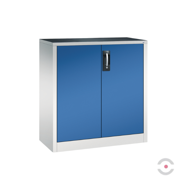 Szafa warsztatowa M, 1 półka, mata, drzwi dwuskrzydłowe, W*S*G 1000*930*500 mm, szary/niebieski
