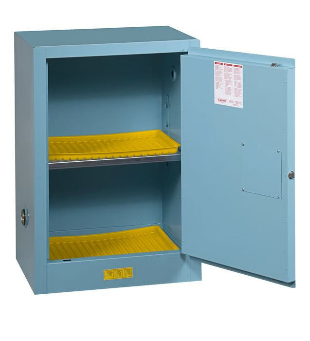 Szafa zabezpieczająca (korozyjne) Justrite TABLE S, 45 l, 1-drzwiowa ZR, 1 półka, niebieski