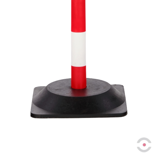 Zestaw 6*słupek polietylenowy, okrągły, śr. 40 mm, łańcuch 10 m, 6*podstawa, biały/czerwony