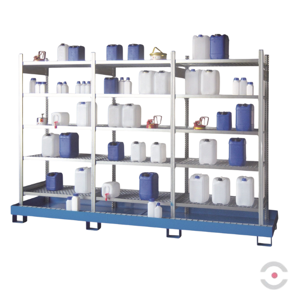 Regał półkowy Topserw, 3*5*półka (kratownica), 1*wanna lakier. 210 l, S*G*W 3095*635*2100 mm