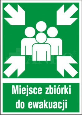 Znak ewakuacyjny Miejsce zbiórki do ewakuacji 150x205mm PT (18E)