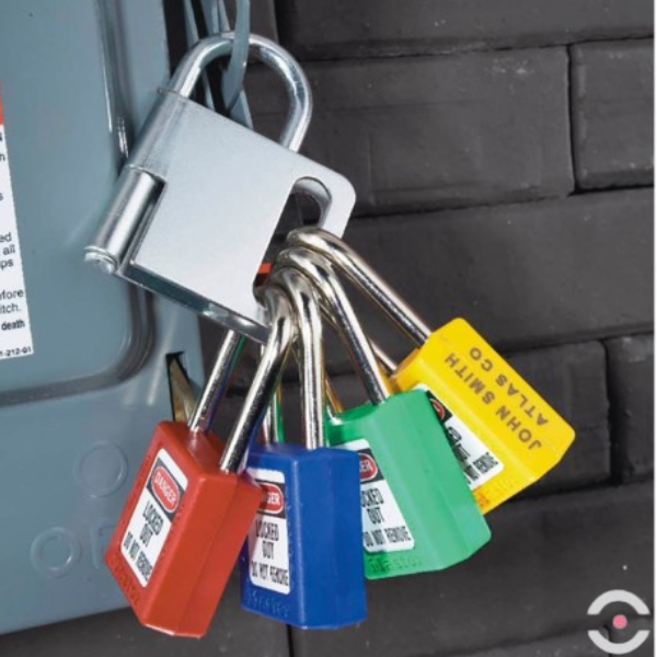 Blokada klamrowa HEAVY, korpus i kabłąk stalowy 6 mm, szczęka 25 mm, 4 kłódki (6.35 mm)