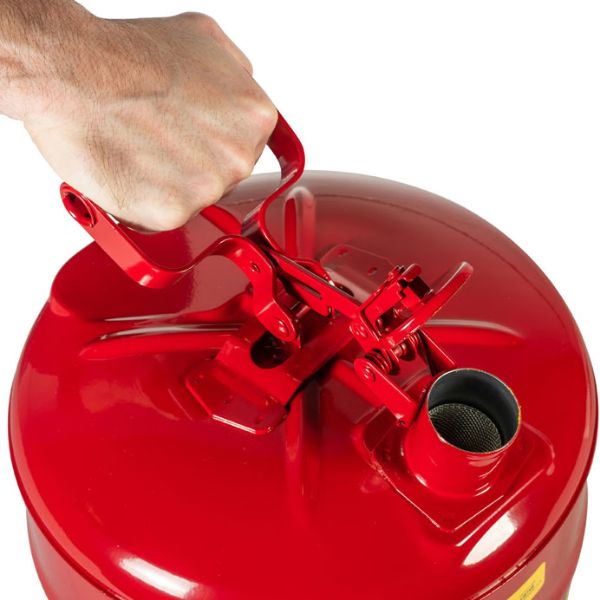 Pojemnik zabezpieczający Justrite stalowy na płyny łatwopalne 19 l, Typ I, czerwony