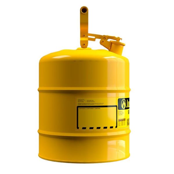 Pojemnik zabezpieczający Justrite stalowy na płyny łatwopalne 19 l, Typ I, żółty