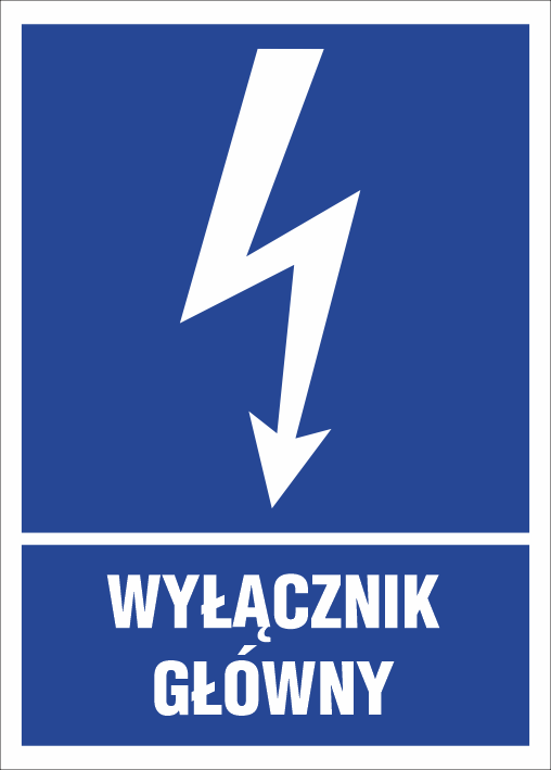Znak elektryczny Wyłącznik główny 52x74m F (1EIA)