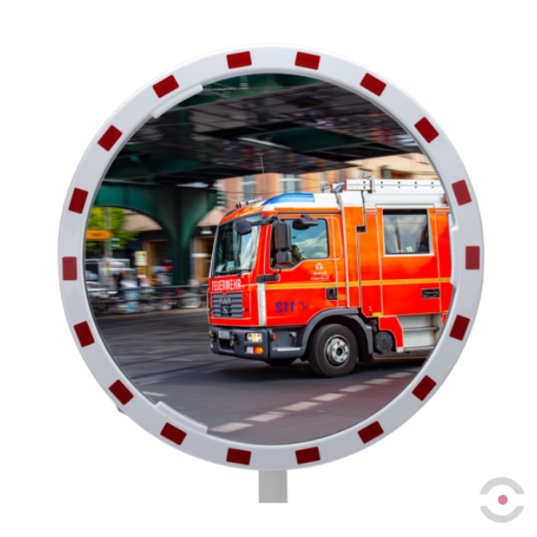 Lustro przemysłowe Dancop, Madrid, 80 cm, akryl, biało-czerwone