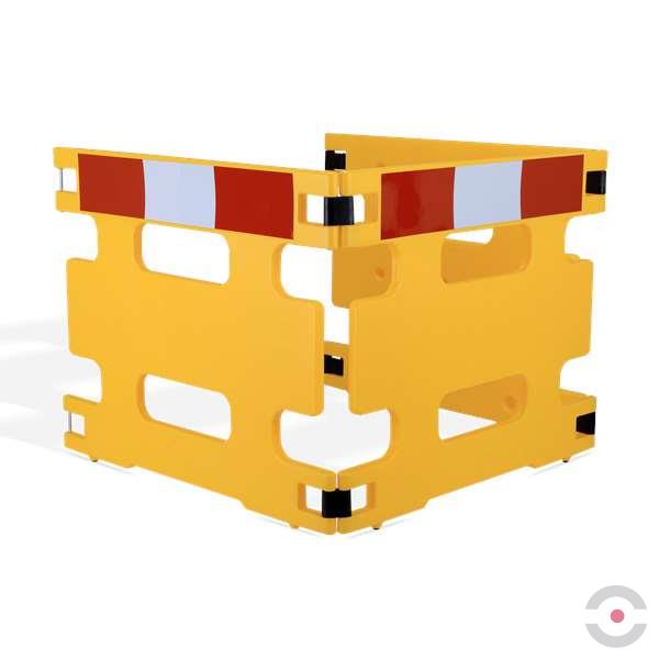 Bariera elementowa 3-częściowa, składana, polietylen, folia odblaskowa, żółta
