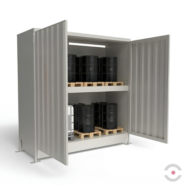 Magazyn substancji chemicznych nieizolowany Topserw, WSC 2 poziomy, 6*1000 l KTC/IBC, jednostronny, 1*drzwi dwuskrzydłowe
