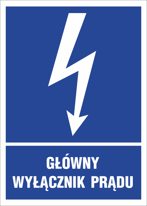 Znak elektryczny Główny wyłącznik prądu 52x74mm F (20EIA)