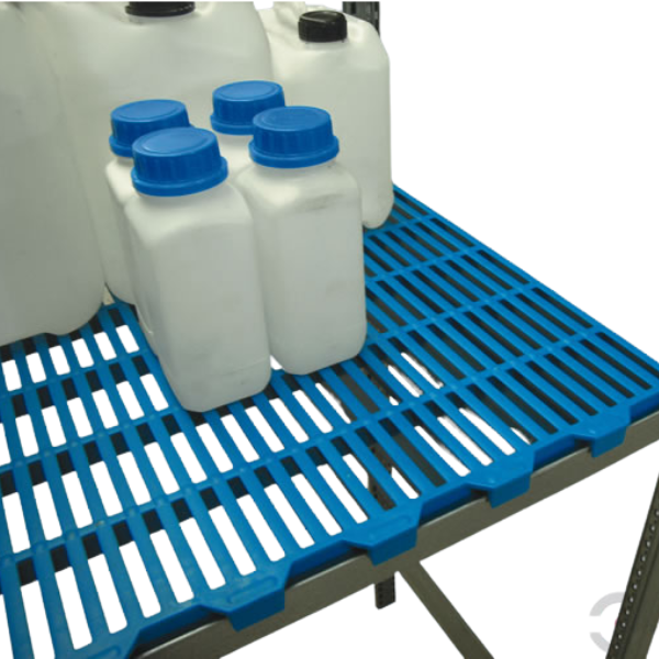 Regał półkowy Topserw, 3*półka (kratownica PE), 1*półka (taca wychwytowa PE), moduł podstawowy, S*G*W 1060*2000*635 mm