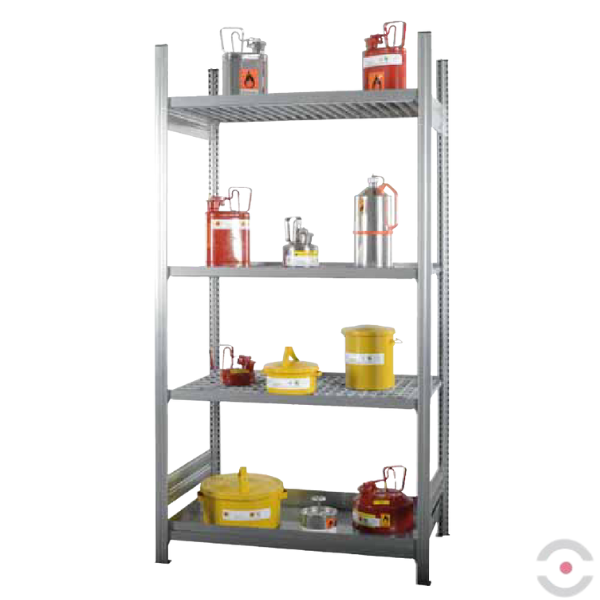 Regał półkowy Topserw, 3*półka (kratownica), 1*półka (taca wychwytowa), moduł podstawowy, S*G*W 1060*635*2000 mm