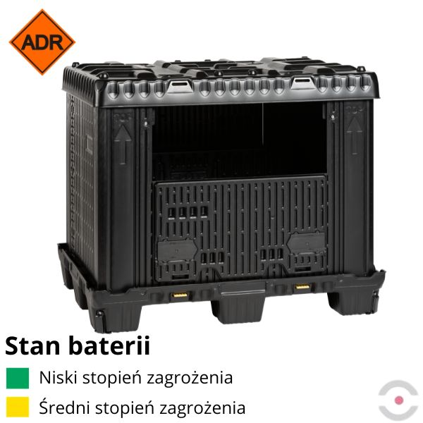 Pojemnik PG2 do transportu (ADR), składowania baterii i akumulatorów Topserw, 790 l, polietylen
