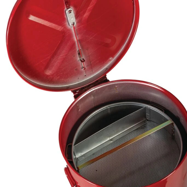 Zbiornik stalowy Justrite, warsztatowy do mycia i czyszczenia przez zanurzenie z koszem 23 l, czerwony