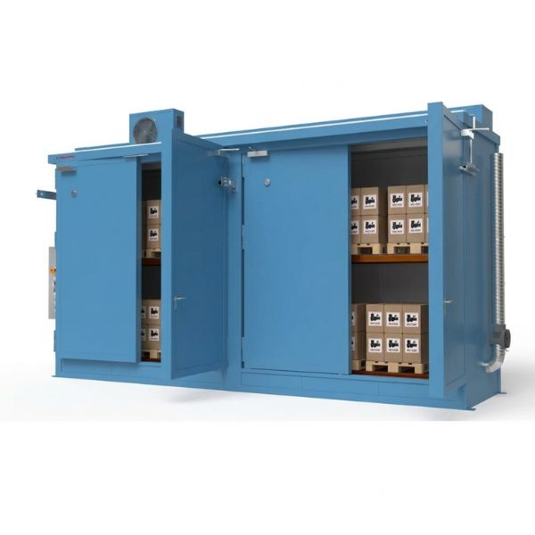 Magazyn ognioodporny Topserw BATTERY, REI120, 2 poziomy/2 segmenty, S*G*W 7000*1900*3500, 2*1000 l, 2*drzwi dwuskrzydłowe