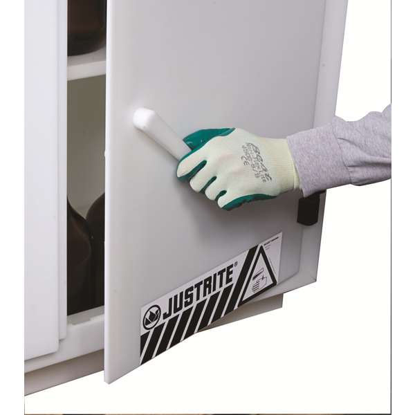 Szafa zabezpieczająca (kwasy, zasady) Justrite TABLE HDPE XS, 15 l, 1-drzwiowa ZR, biały