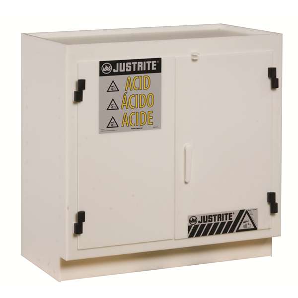 Szafa zabezpieczająca (kwasy, zasady) Justrite MODUS HDPE M, 90 l, 2-drzwiowa ZR, biały