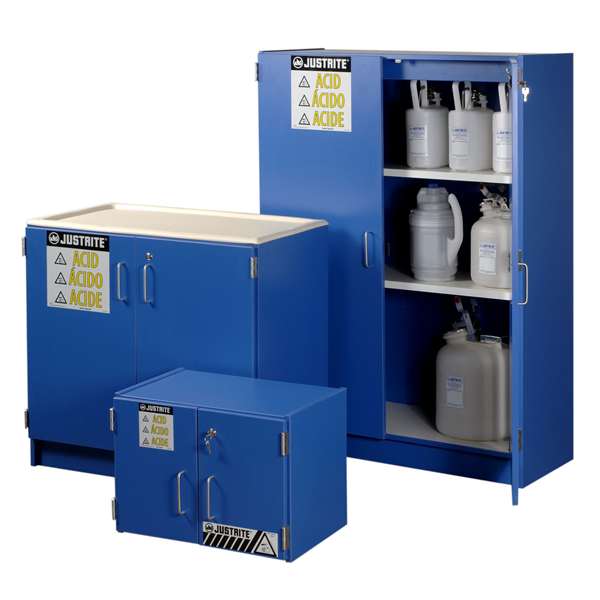 Szafa zabezpieczająca (kwasy, zasady) Justrite TABLE WOOD S, 15 l, 2-drzwiowa ZR, niebieski