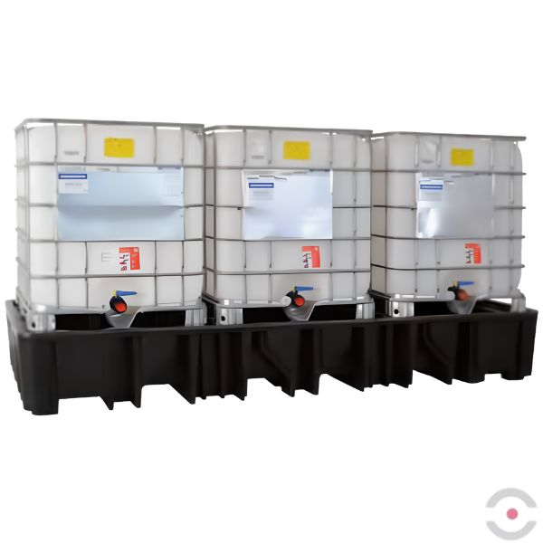 Wanna wychwytowa polietylenowa Topserw, 3,3 m, 1000 l, regałowa, IBC 3*1000 l, bez kratownicy, czarny, MEGA