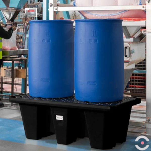 Wanna wychwytowa polietylenowa Topserw 250 l, beczka 2*200 l, kratownica, stos, czarny, MEDIUM