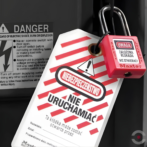 Kłódka bezpieczeństwa, korpus kompozytowy, kabłąk stalowy 6 mm, klucz KD, czarna