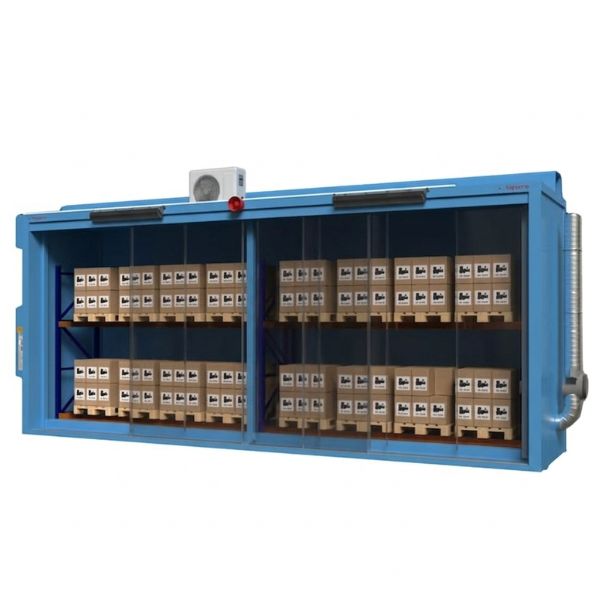 Magazyn ognioodporny Topserw BATTERY, REI120, 2 poziomy/2 segmenty, S*G*W 8500*2000*3700, 2*1000 l, drzwi przesuwne