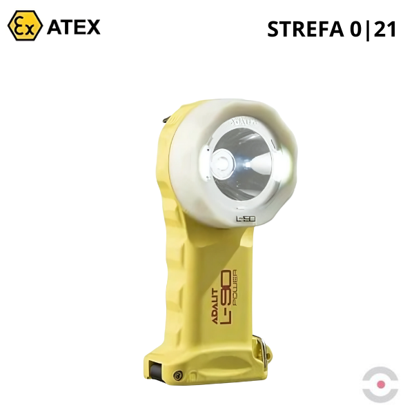 Latarka Ex ATEX Topserw ADALIT L-90PF bateryjna, kątowa, pierścień fotoluminescencyjny, 3*LED, Zone ‘0’