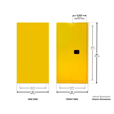 Szafa zabezpieczająca (beczki) Justrite DRUM M, 1*200 l, poziom, 2-drzwiowa ZR, żółty