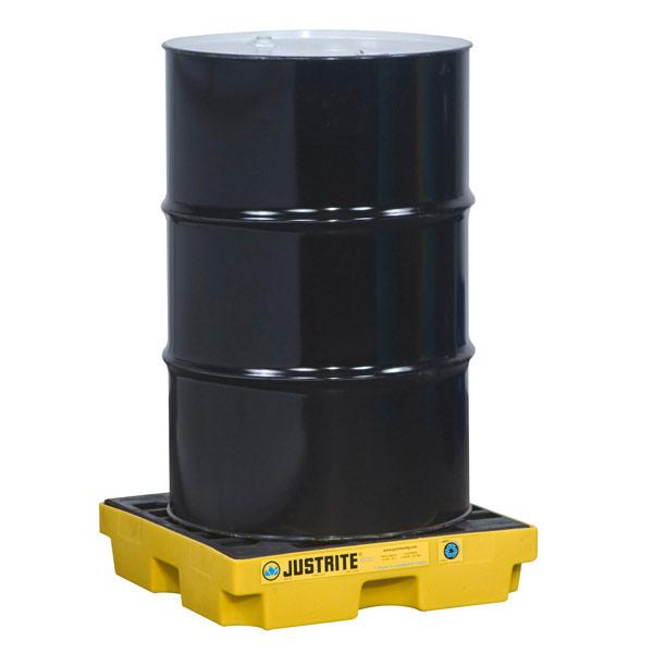 Platforma robocza Justrite 45 l, beczka 1*200 l, wanna wychwytowa, żółty, LOW