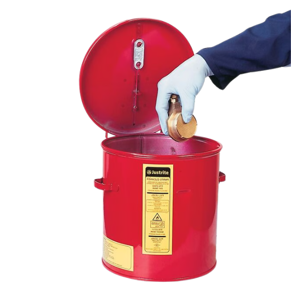 Zbiornik stalowy Justrite, warsztatowy do mycia i czyszczenia przez zanurzenie, 30 l, czerwony