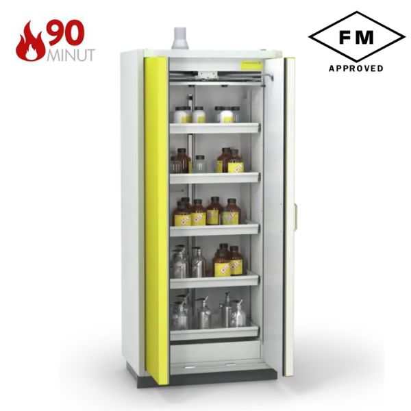 Szafa ognioodporna Topserw PRIME-90 L, 5 półek wysuwanych, drzwi CLA/O żółte, CLASSIC, 90 min
