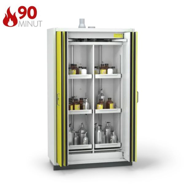 Szafa ognioodporna Topserw PRIME-90 XL-2, 6 półek wysuwanych, drzwi FSC żółte, PREMIUM, 90 min