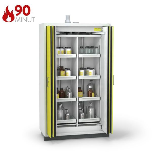 Szafa ognioodporna Topserw PRIME-90 XL-2, 8 półek wysuwanych, drzwi FSC żółte, PREMIUM, 90 min