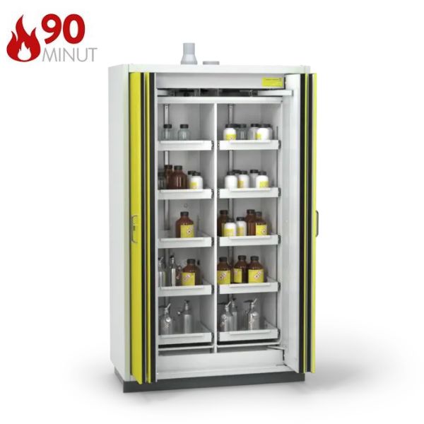 Szafa ognioodporna Topserw PRIME-90 XL-2, 10 półek wysuwanych, drzwi FSC żółte, PREMIUM, 90 min