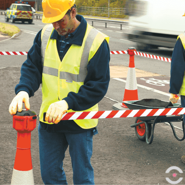 Pusta kaseta na taśmę ostrzegawczą, pomarańczowa