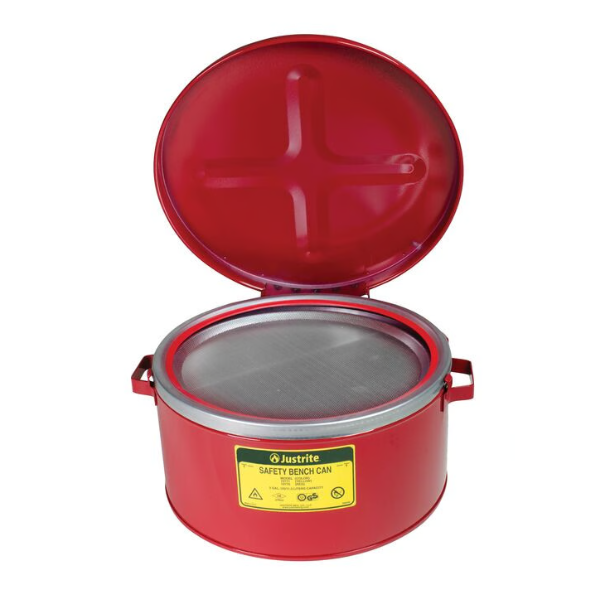 Pojemnik zabezpieczający Justrite stalowy, warsztatowy do czyszczenia, 11 l, czerwony