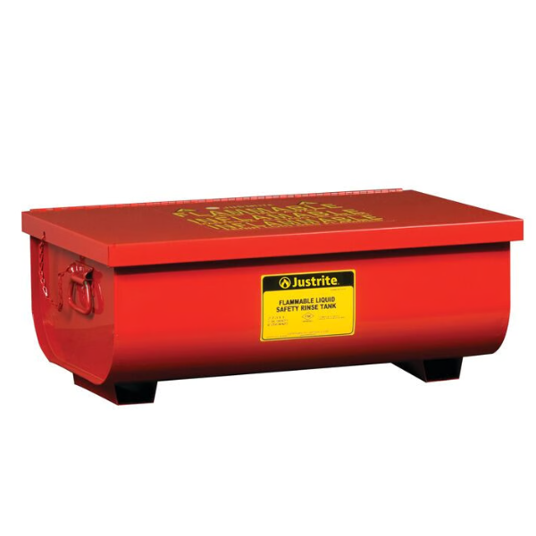 Zbiornik stalowy Justrite, warsztatowy do mycia i czyszczenia, stołowy, 42 l, czerwony